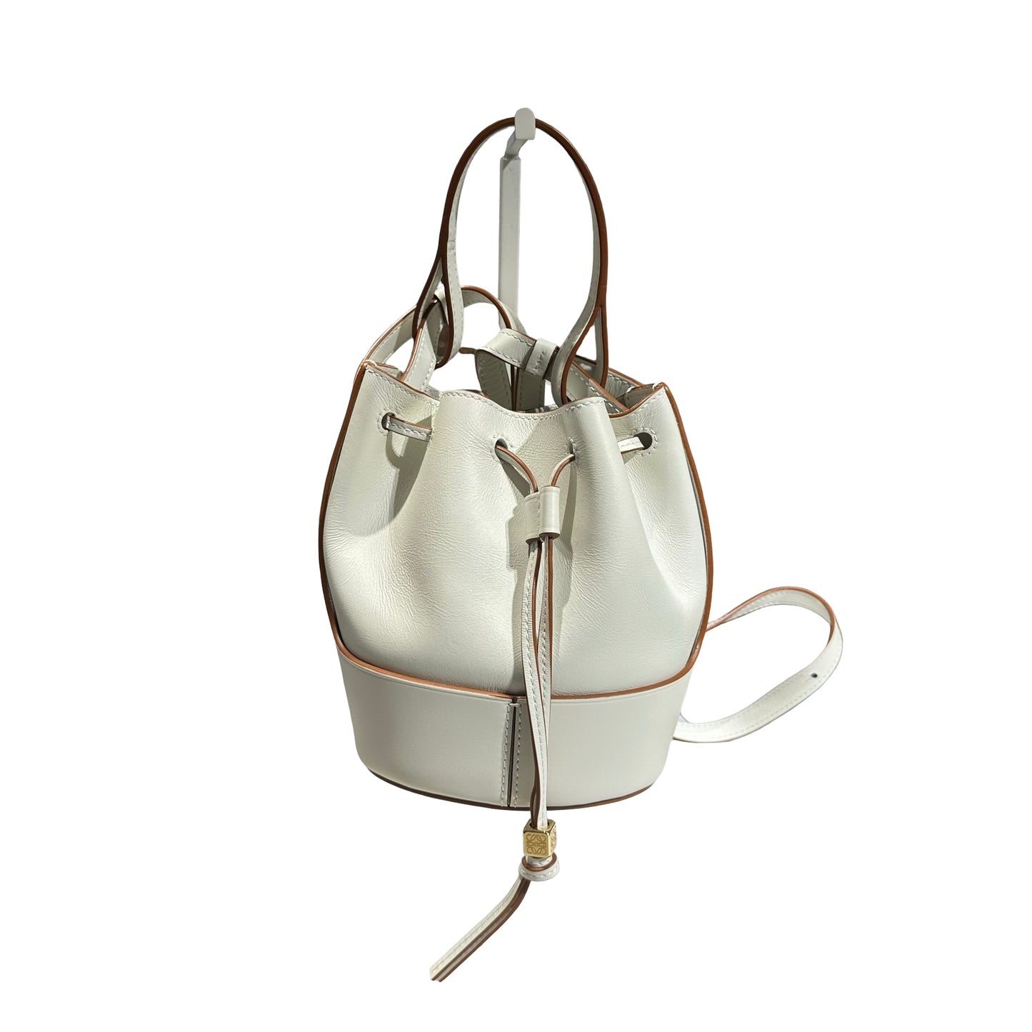 Used LOEWE Calfskin Leather Balloon Small Cross Body Bag White