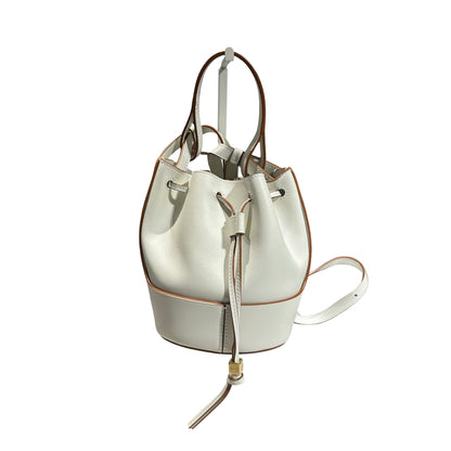 Used LOEWE Calfskin Leather Balloon Small Cross Body Bag White