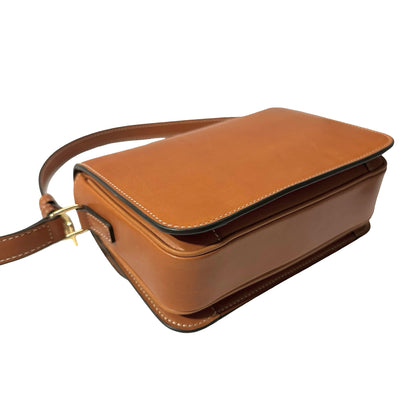 Used Céline Calfskin Leather Triomphe Shoulder Bag GHW Brown