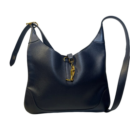 Used HERMES Leather Evelyne Shoulder Bag Navy