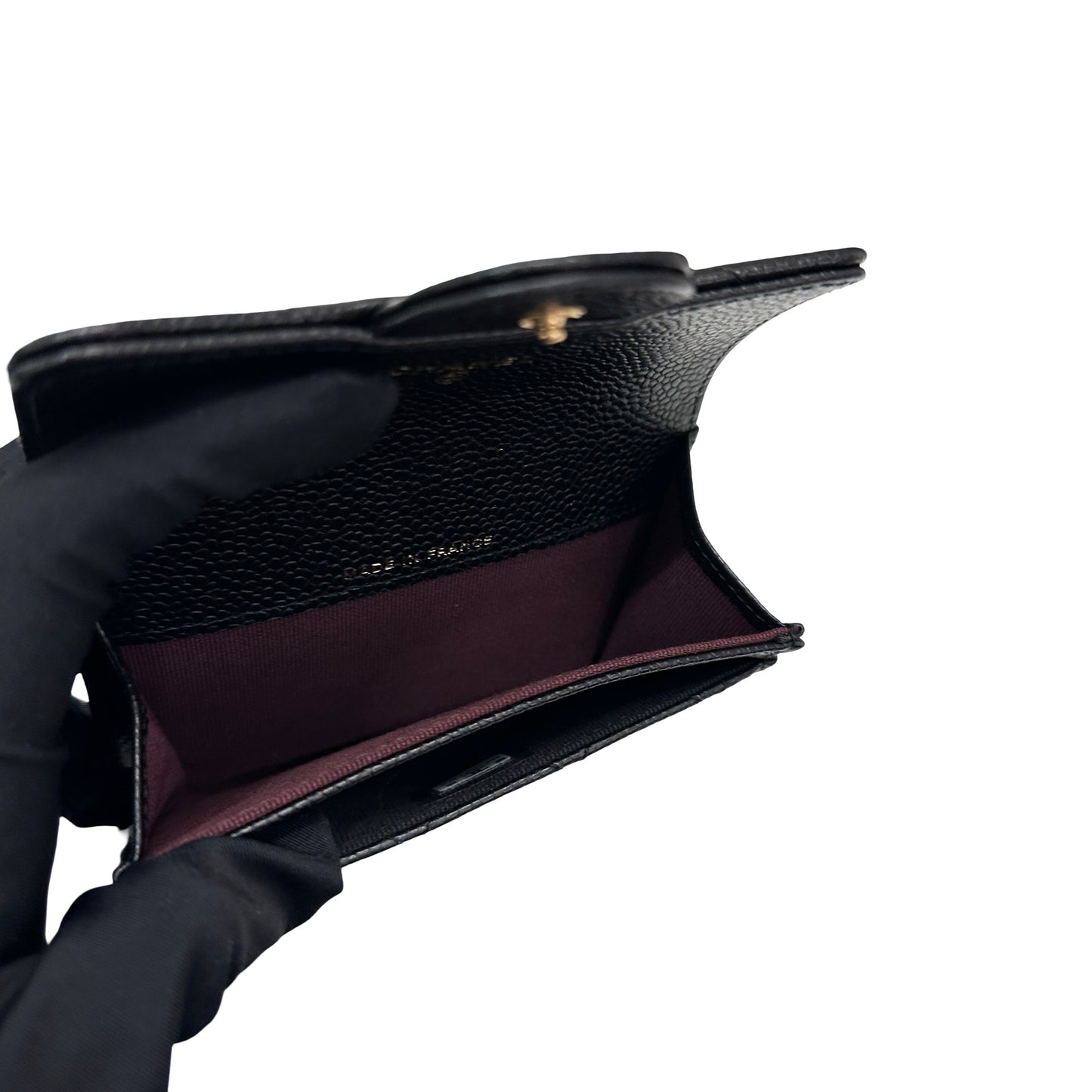 New CHANEL Calfskin Leather Wallet Black GHW