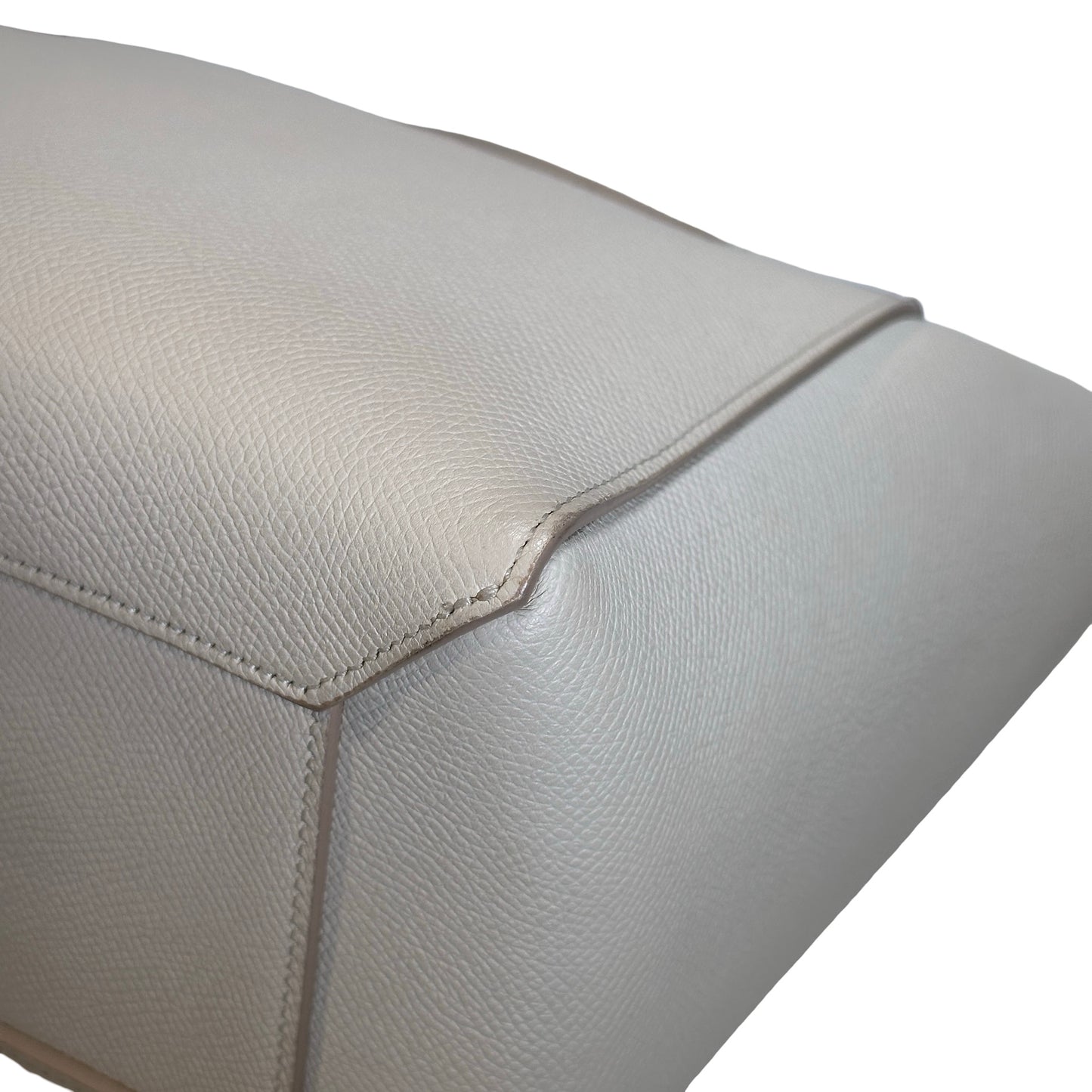 Used CELINE Grained Calfskin Belt Bag Handbag White GHW