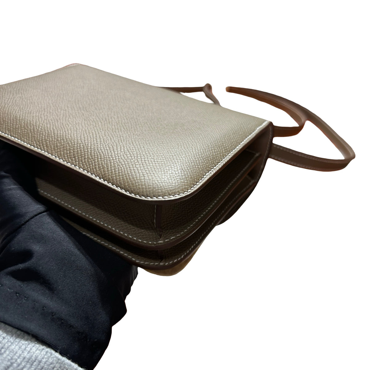Brand New HERMES Epsom Felt Constance Cross body bag Brown Beige