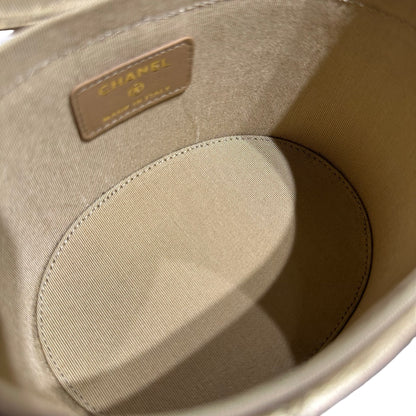 CHANEL ROUND VANITY CASE GOLD LAMBSKIN GHW [3001017]