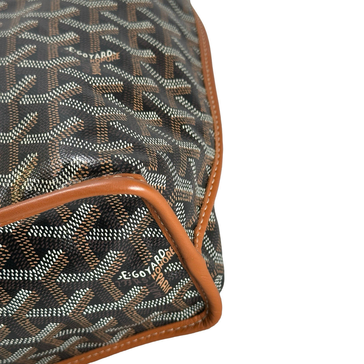 Used GOYARD Goyardine Canvas Artois Tote Bag Black Brown