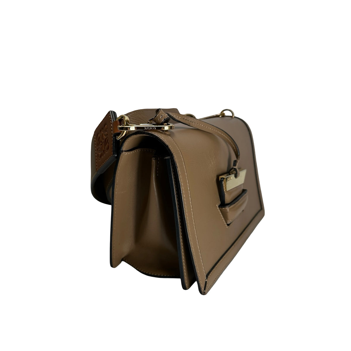 Used LOEWE Calfskin Barcelona Crossbody Bag Brown GH