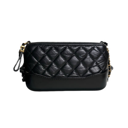 Used CHANEL Calfskin Leather Gabrielle woc Chain shoulder bag Black PHW