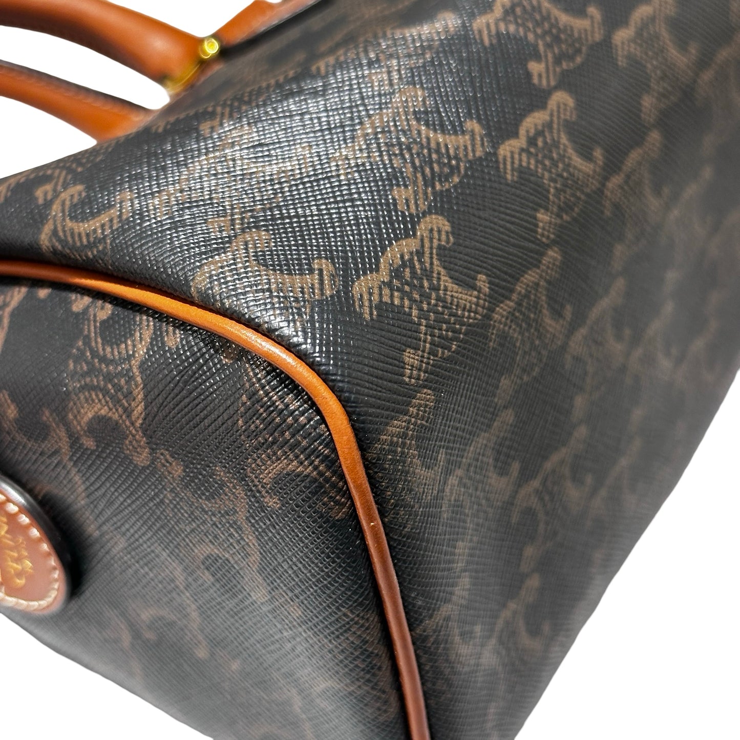 Used CÉLINE TRIOMPHE Canvas Small Boston Cross Body Bag Brown GHW