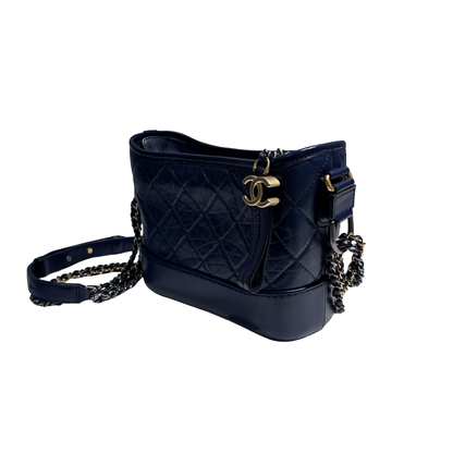 CHANEL GABRIELLE SMALL NAVY CHAIN SHOULDER BAG[3000221]