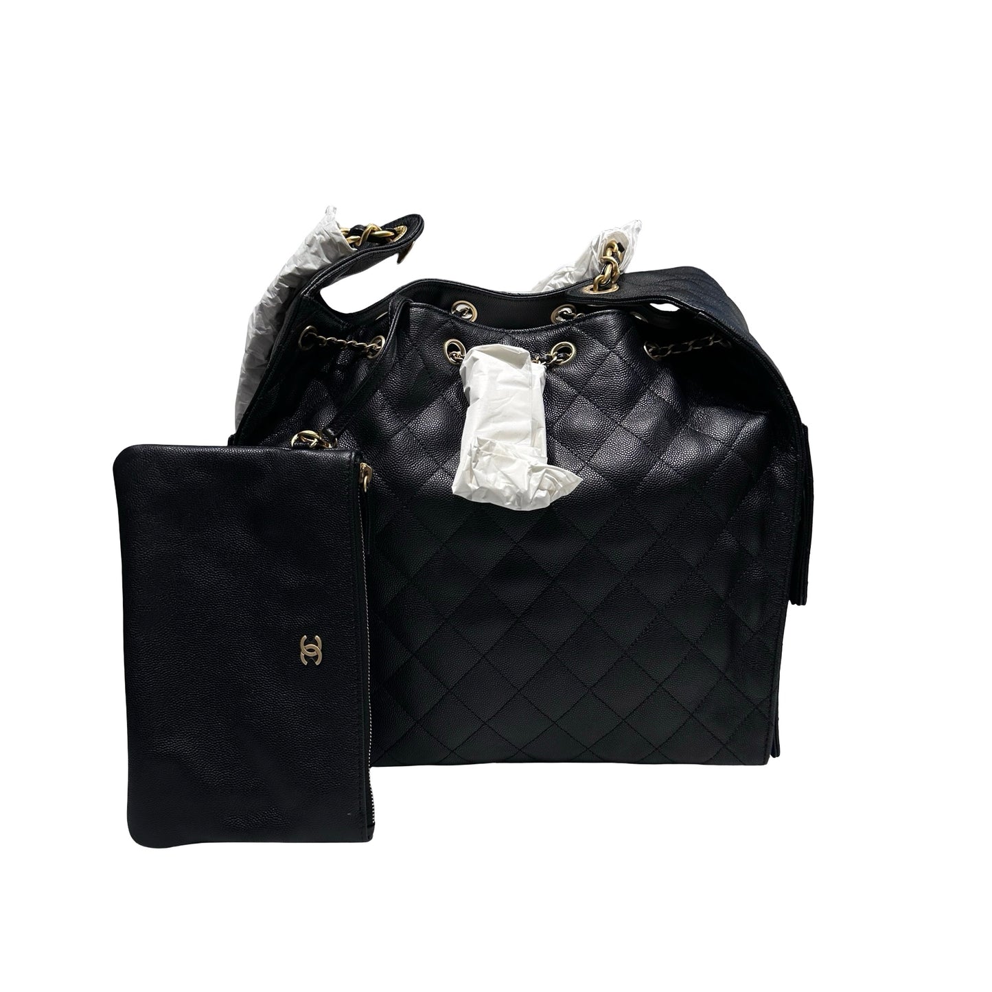 New Chanel 25 Medium Chain Shoulder Bag Black GHW