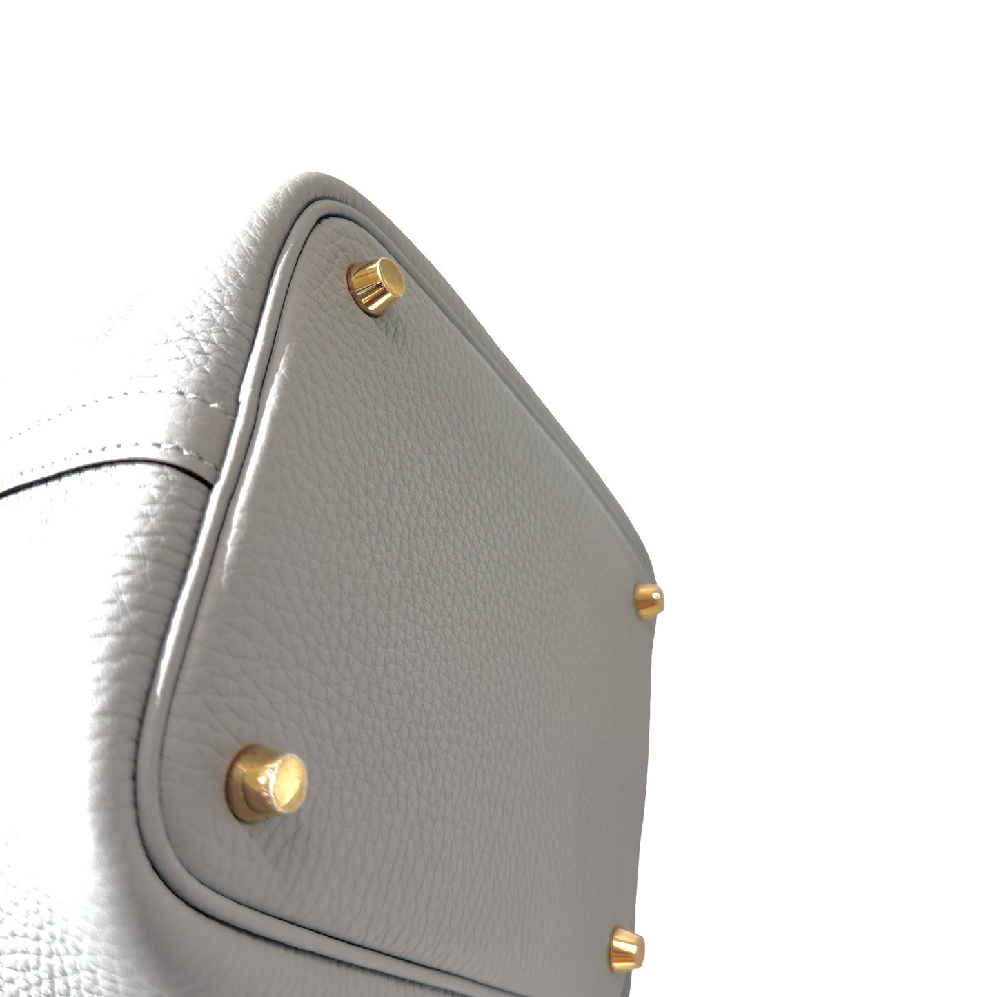 Used HERMÈS Clemence leather Picotin 18 Bucket Bag po gris pantin GHW