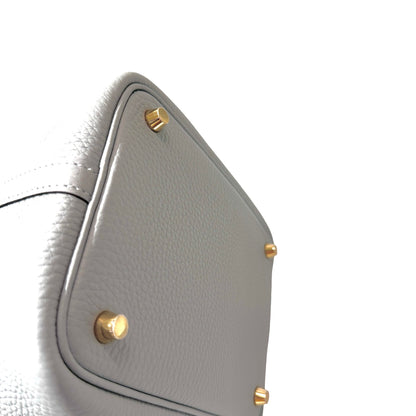 Used HERMÈS Clemence leather Picotin 18 Bucket Bag po gris pantin GHW