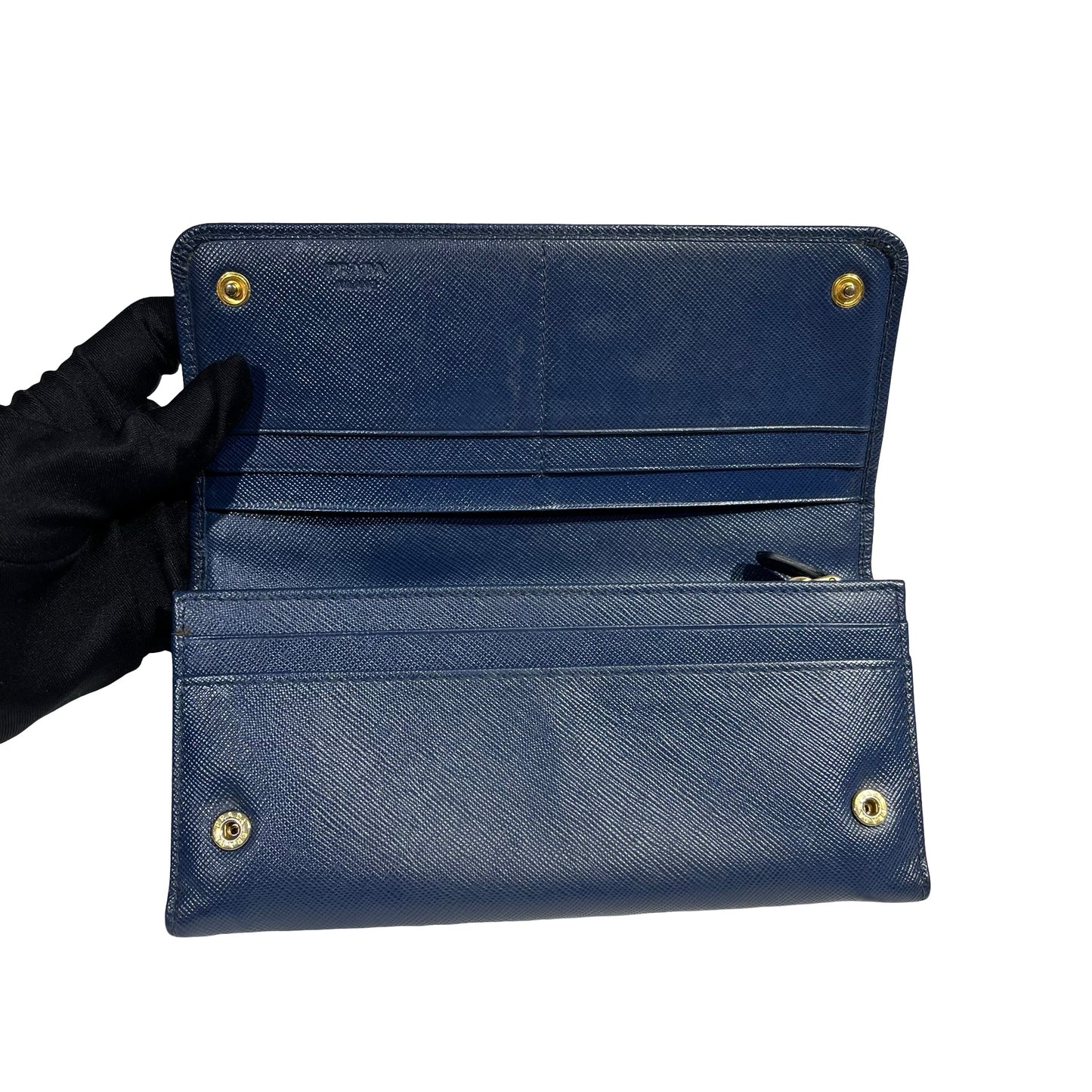 PRADA LONG WALLET BLUE GHW [3001093]