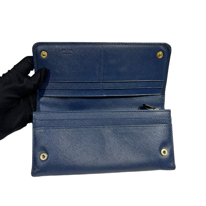 PRADA LONG WALLET BLUE GHW [3001093]