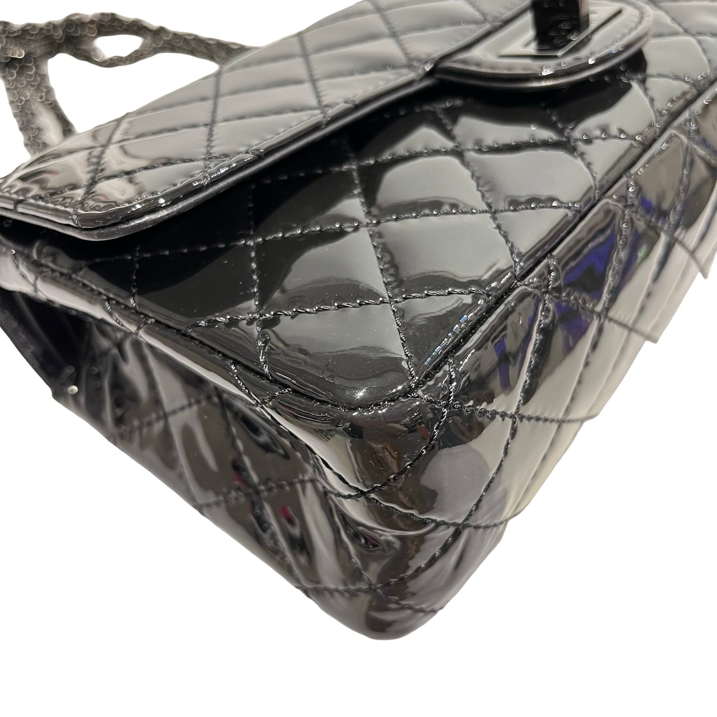 Used CHANEL Patent Leather 22A 2.55 Small 24 Shoulder Bag So black