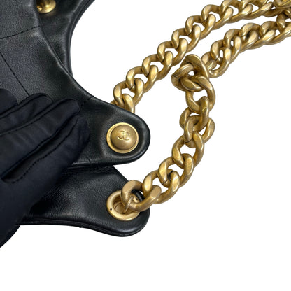 Used CHANEL Quilted Hobo Bag Hobo Bag Black Gold Hardware