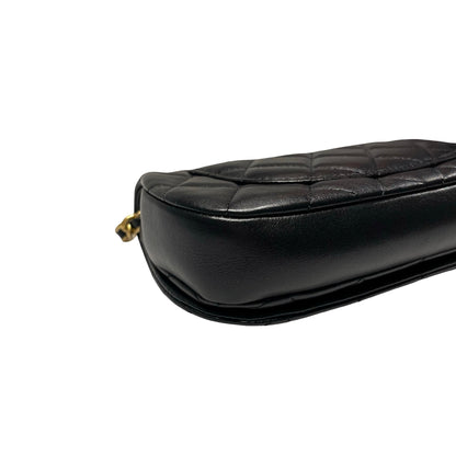 Used CHANEL Lambskin Leather Cross Body Bag Black GHW