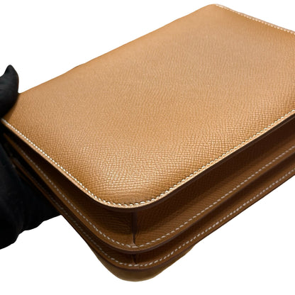 Brand New HERMES Epsom Felt Mini Constance Crossbody Bag Gold Beige