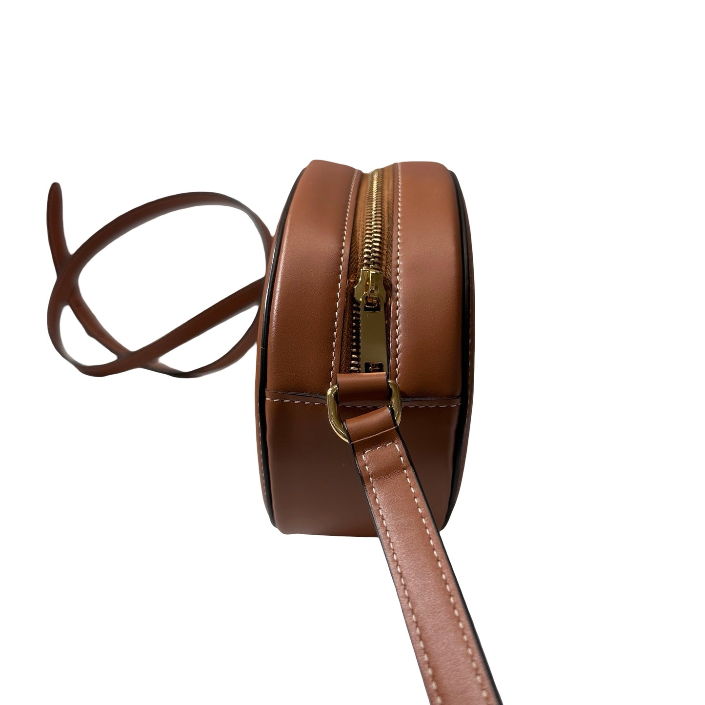 Used CELINE Canvas Leather Oval Purse Triomphe Cross Body Bag Brown Beige GHW