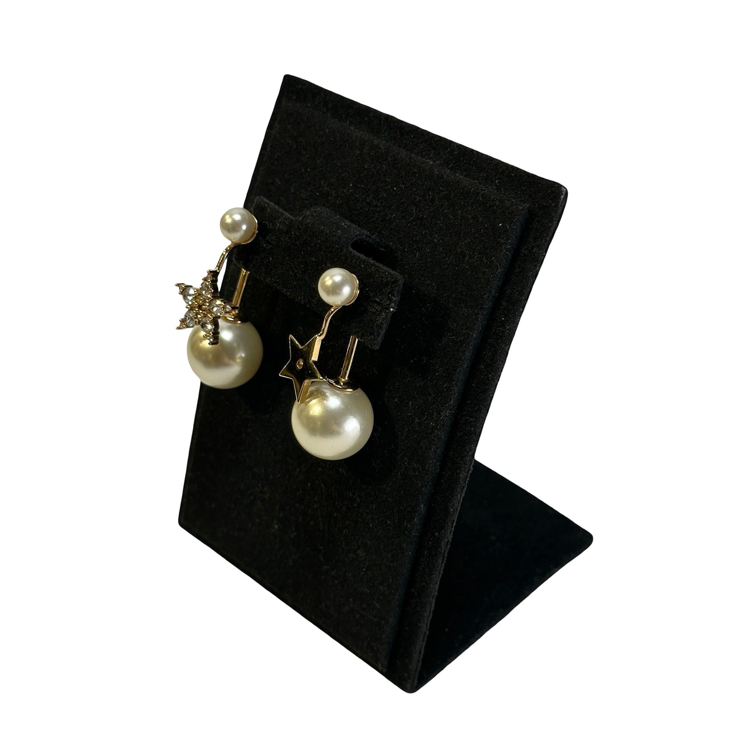 DIOR Pearl Star Tribales Earrings Gold White