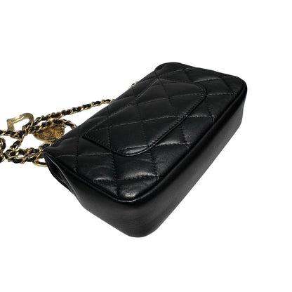 Used CHANEL Mini flap 17cm Chain Shoulder Bag Black GHW
