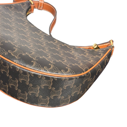 Used CÉLINE Canvas Ava Handbag Black Brown GHW