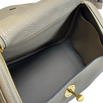 Used HERMES Leather Lindy 26 Handbag Beige Gold