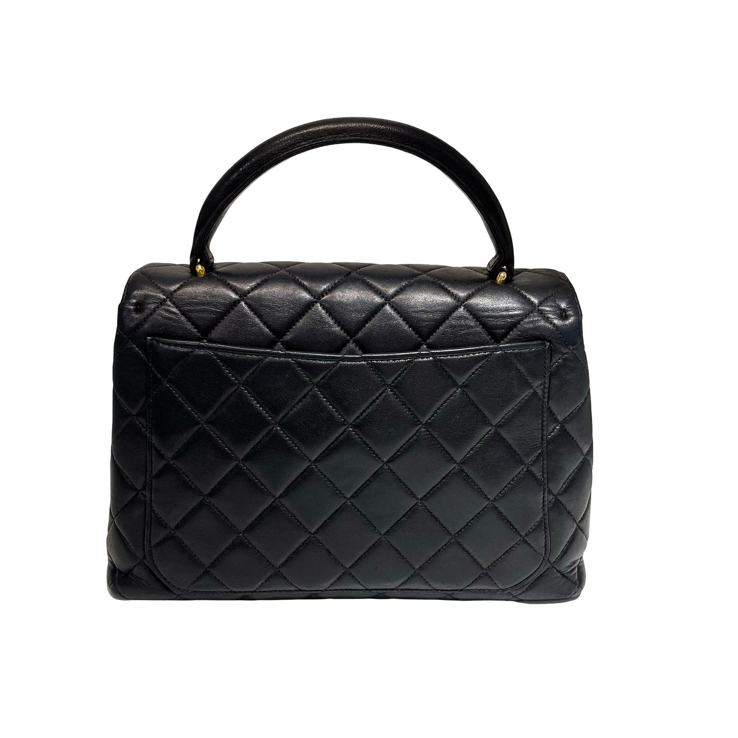 Used CHANEL Lambskin Leather Used CHANEL Lambskin Leather Vintage Flap with Top Handle Handbag Pink