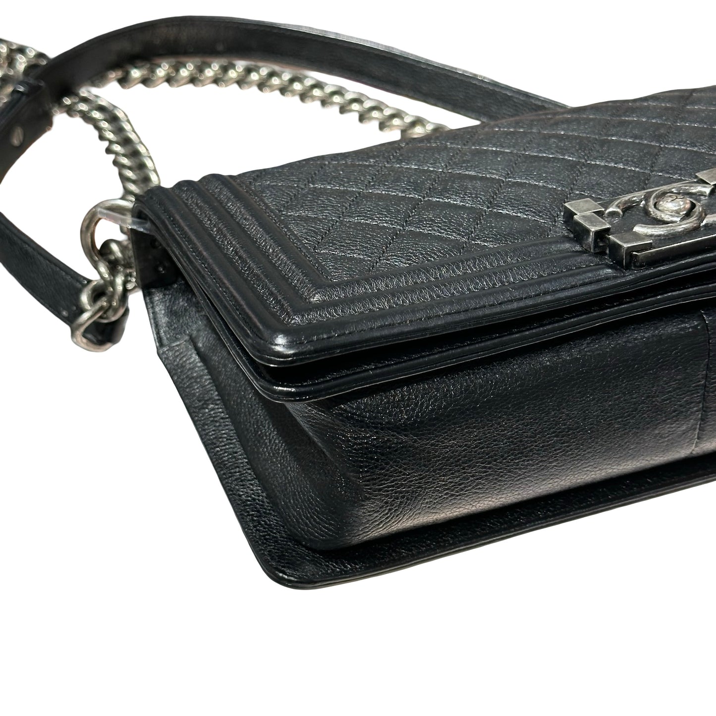 CHANEL LE BOY 25 BLACK CAVIAR PHW [3000597]