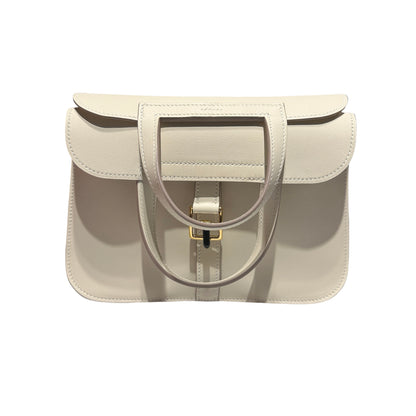 Used HERMÈS Mini Halzan Cross Body Bag Beige GHW
