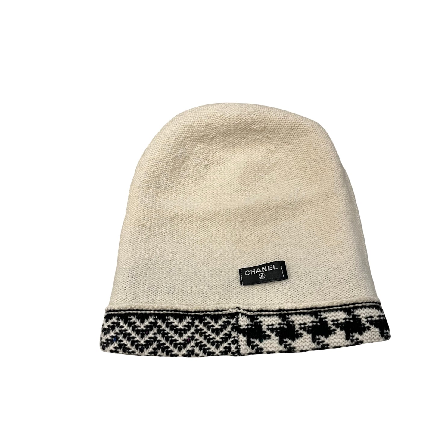 Used CHANEL Cashmere CC Logo Beanie Hat Hat Black White