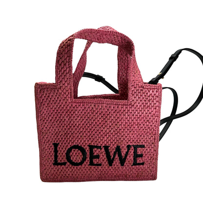 Used LOEWE Raffia Standard A4 Tote Bag Tote Bag Pink Black