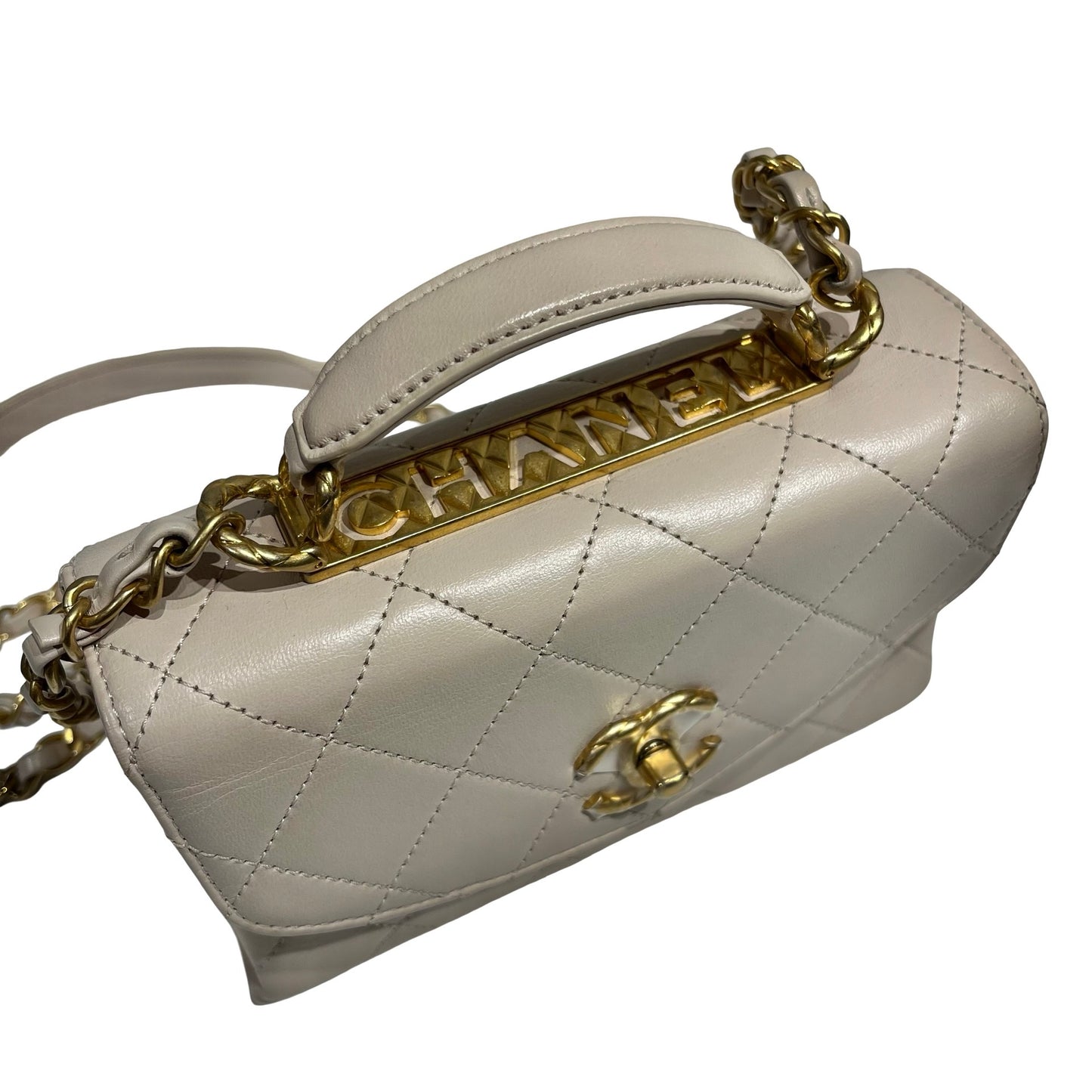 CHANEL LAMBSKIN TRENDY SPIRIT TOP HANDLE CHAIN SHOULDER BAG[3001187]