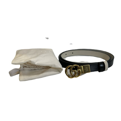 Used GUCCI Leather Reversible GG Marmont Belt Belt Black White Gold