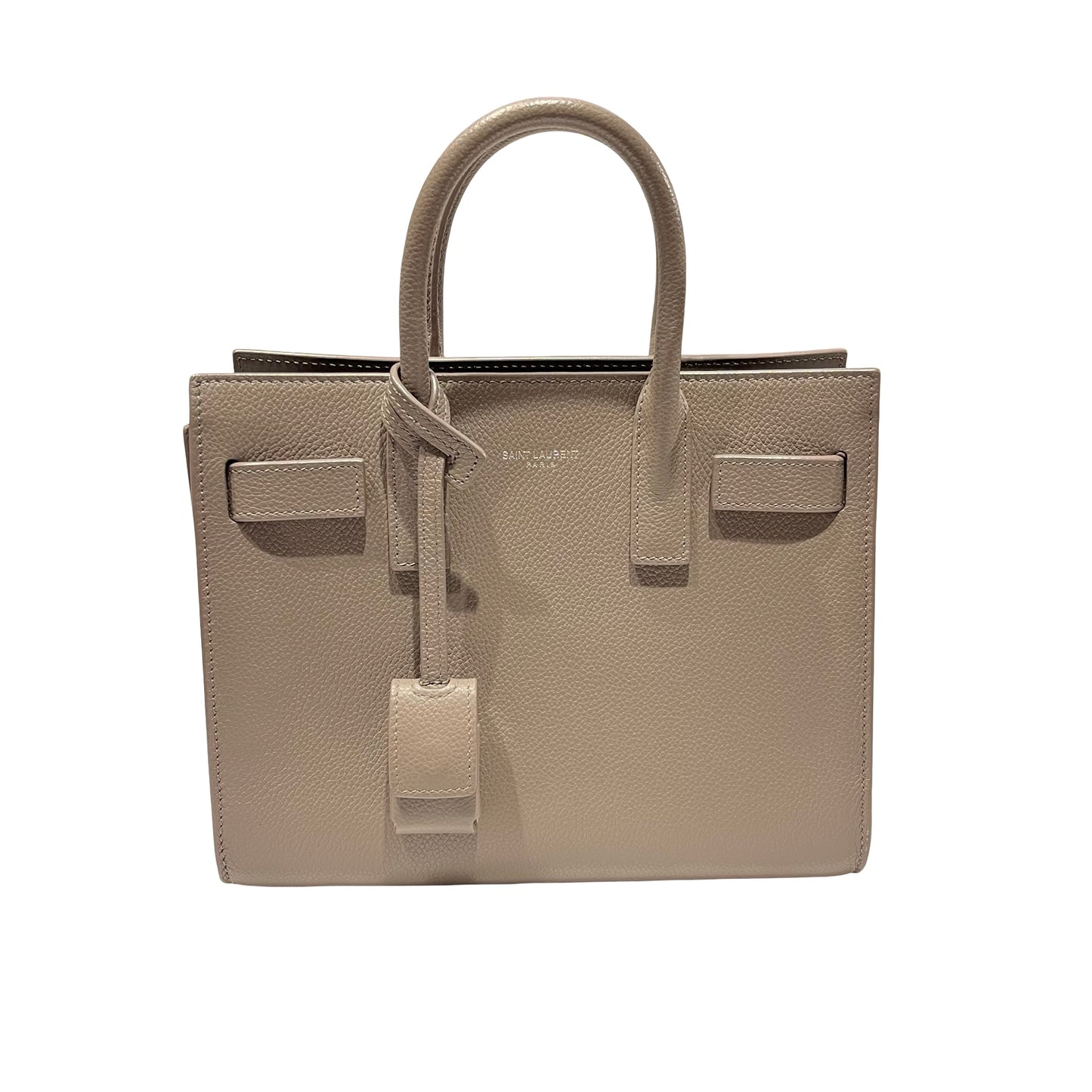 Used Saint Laurent Calfskin Leather Sac de Jour Tote Bag PHW Grey