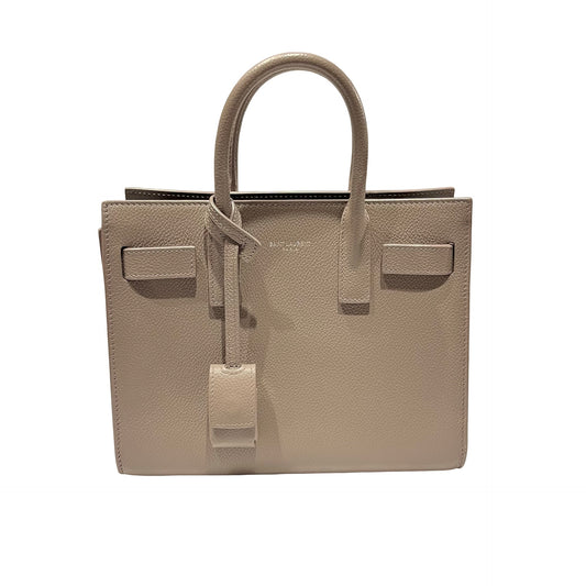 Used Saint Laurent Calfskin Leather Sac de Jour Tote Bag PHW Grey