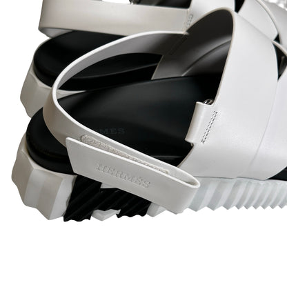 Used HERMES Shoes White Black