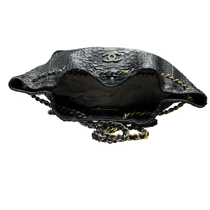 Used CHANEL Snake Skin Gabrielle Backpack Black