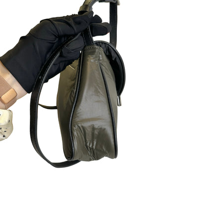Used MAISON MARGIELA Padded Nylon Snatched Shoulder Bag Khaki Silver