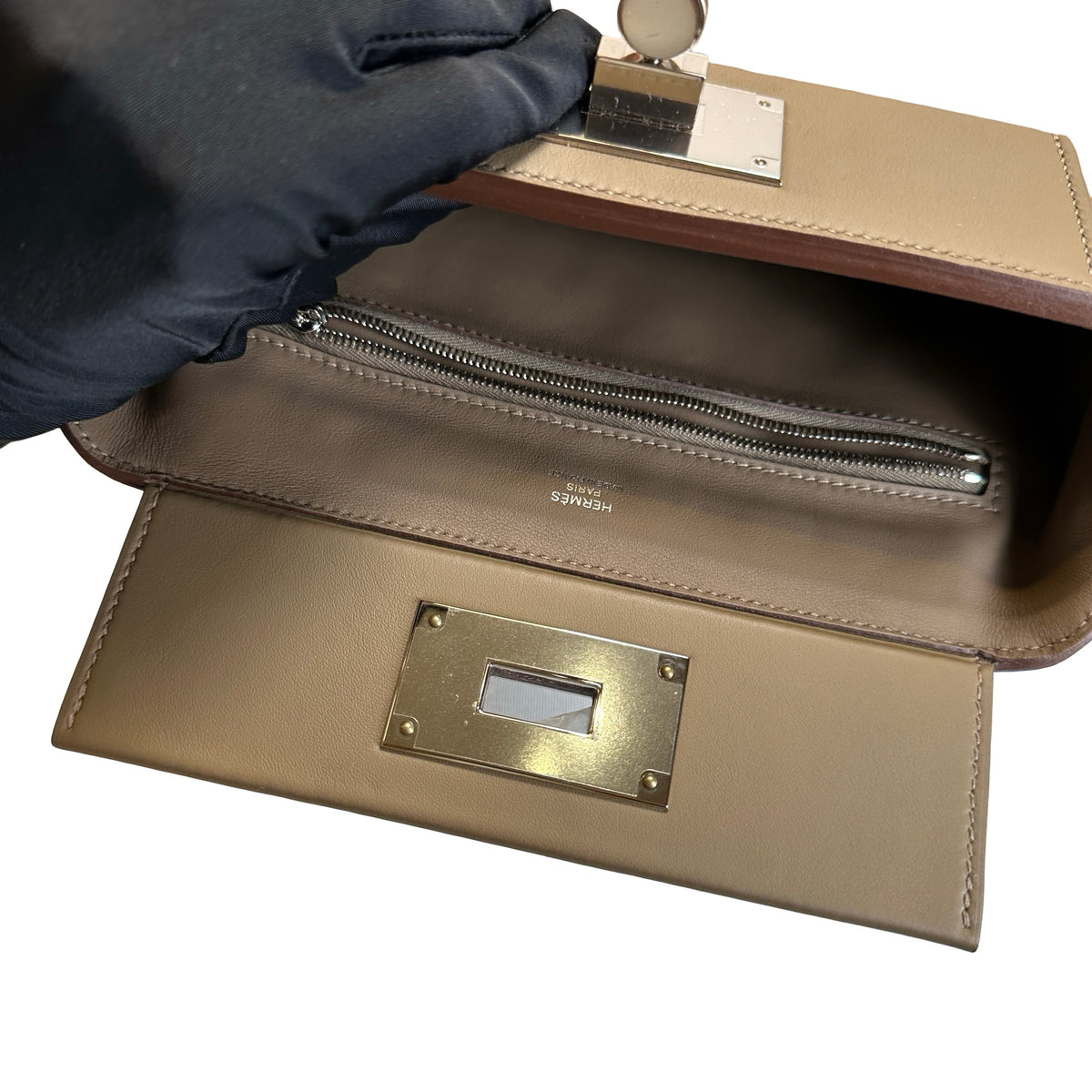 Used HERMES Togo Leather Mini 2424 Handbag ETOUPE/ETOU PHW