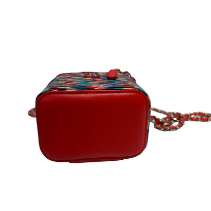 Used CHANEL Mini Vanity Cross Body Bag Red Multi color