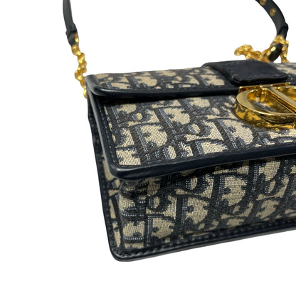 Used DIOR Montaige East West Cross Body Bag Oblique Navy Blue GHW
