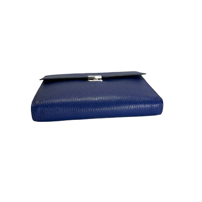 Used HERMES Chevre Clic 16 Crossbody Bag Blue，PHW