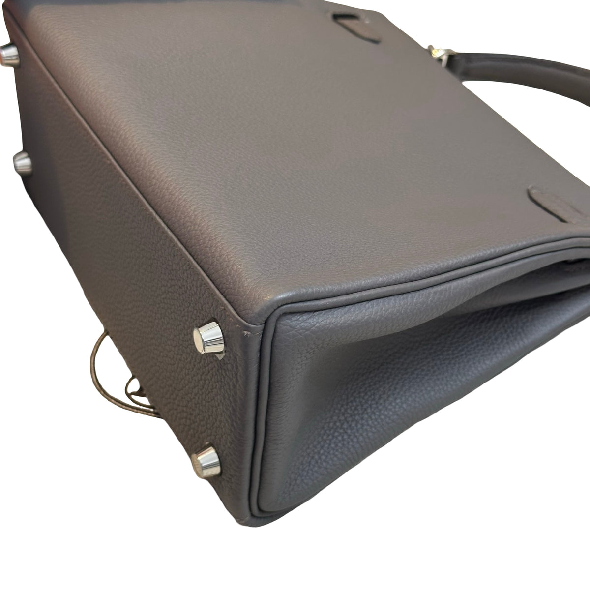 Used HERMES Togo Kelly25 Handbag Grey PHW