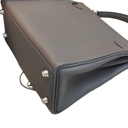 Used HERMES Togo Kelly25 Handbag Grey PHW