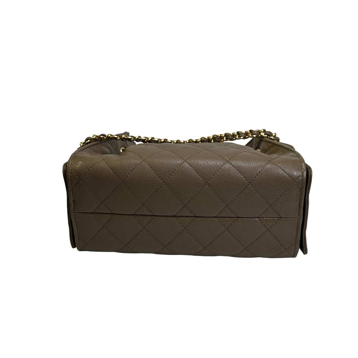 Used CHANEL Quilted Calfskin Mini 25 Bag Shoulder Bag Dark Khaki GHW