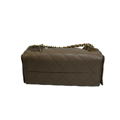 Used CHANEL Quilted Calfskin Mini 25 Bag Shoulder Bag Dark Khaki GHW