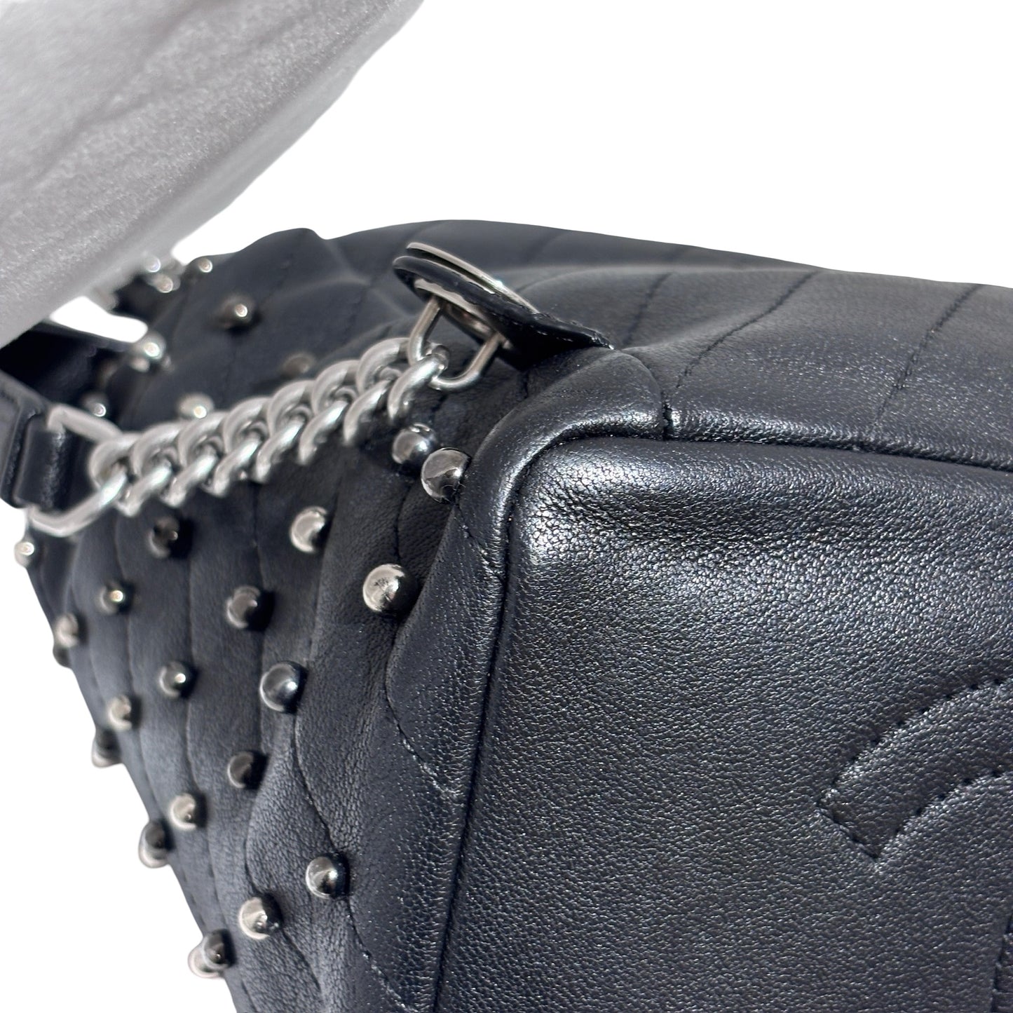 Used CHANEL Lambskin Studded Stud Wars Backpack Backpack Black Silver