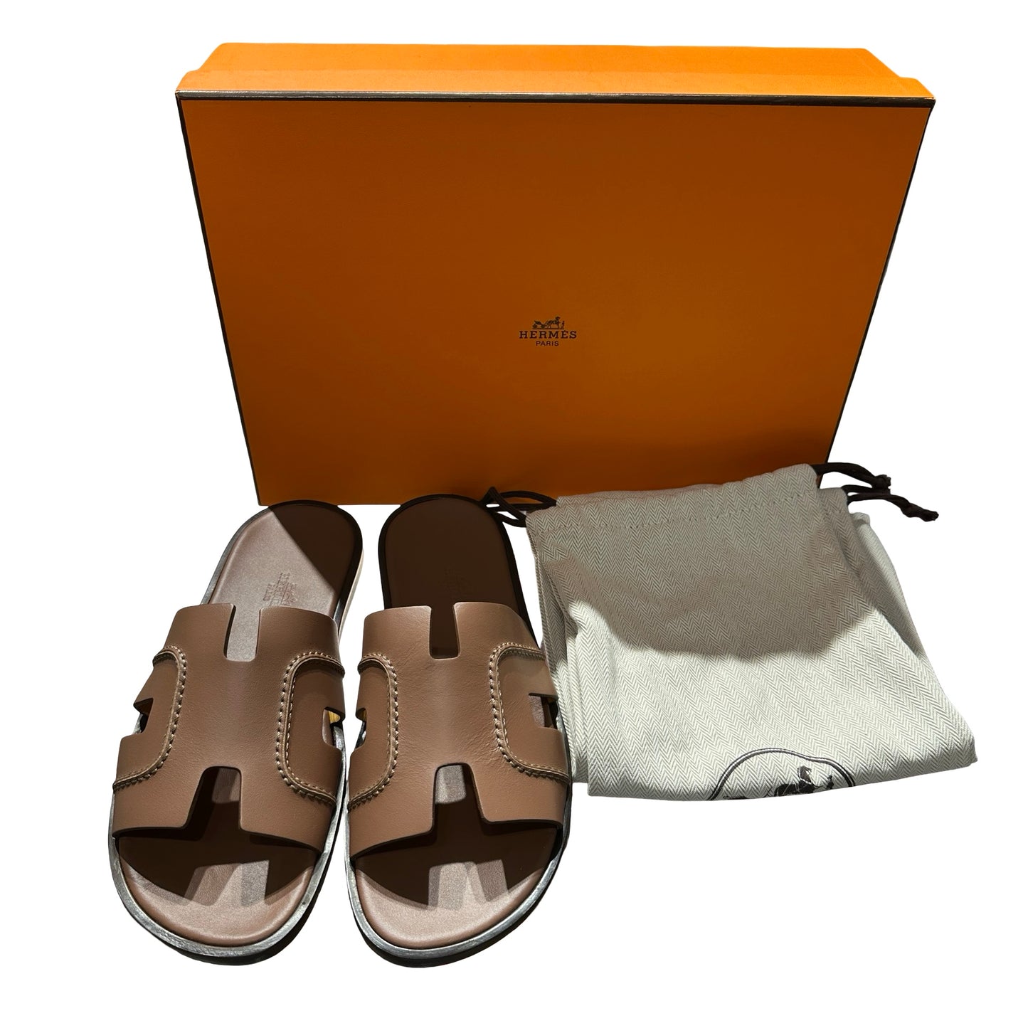 Unused HERMÈS Izmir sandal men’s Shoes Brown