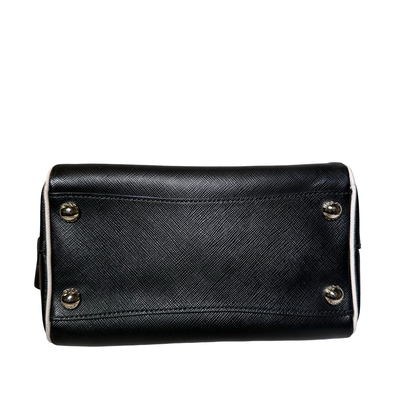 Used PRADA Lambskin Leather Small Top Handle Cross Body Bag PHW Black